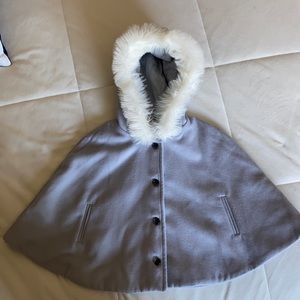 Janie and Jack toddler girl 2T gray faux fur winter cape